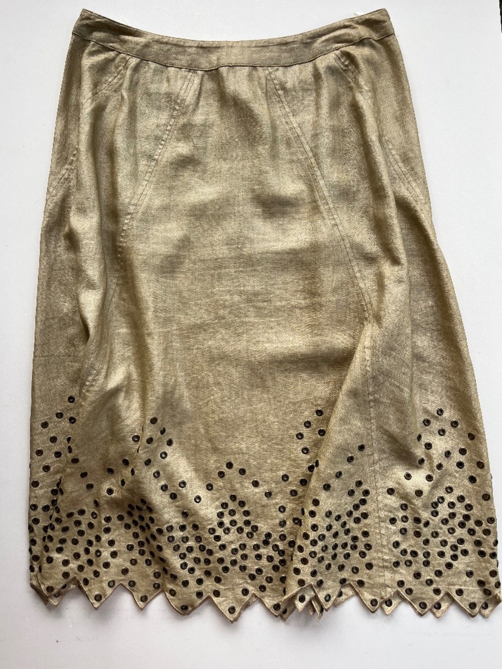 Bianca Nygard New York 100% Linen Skirt Size 6 Khaki